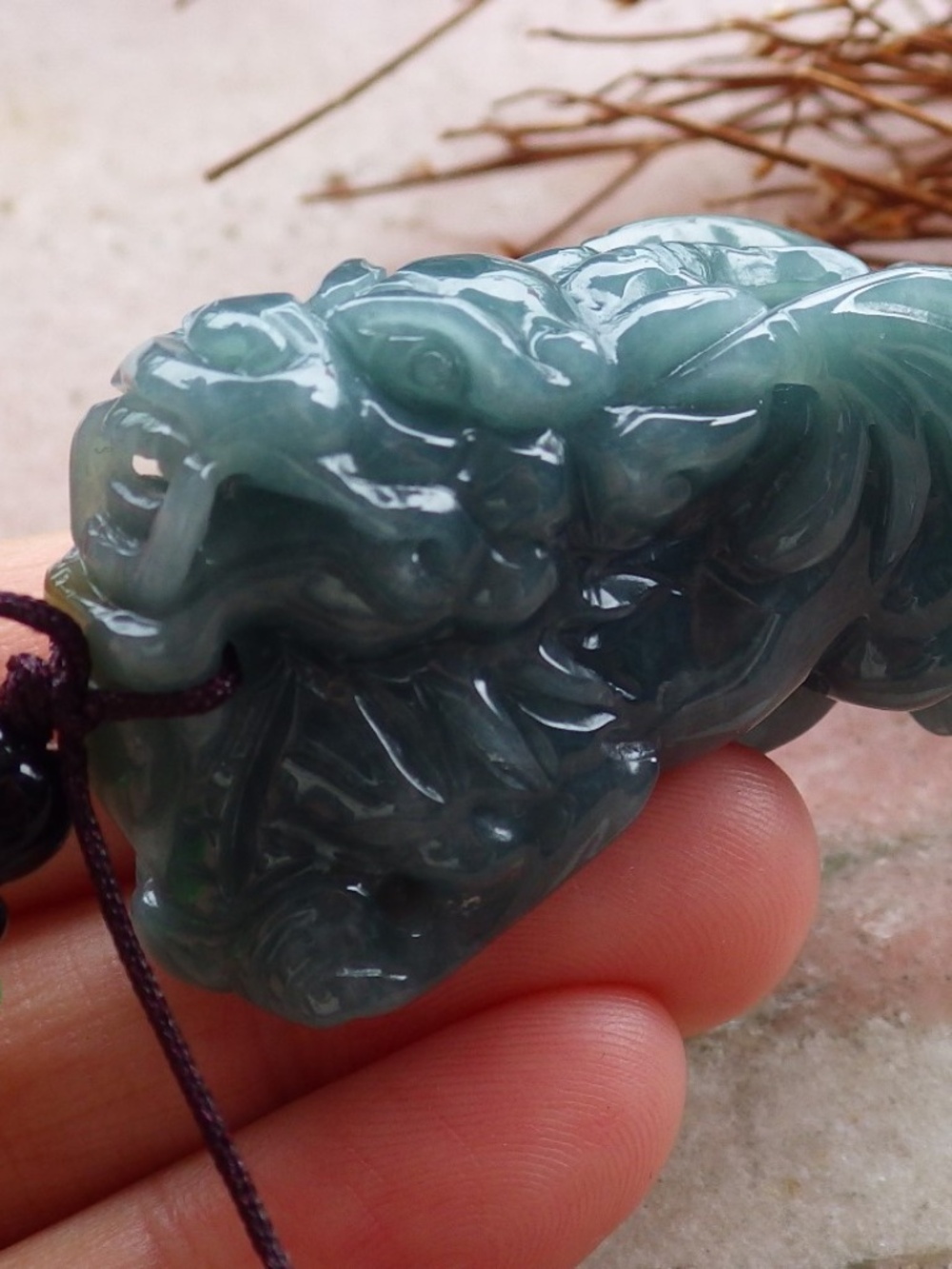Certified Natural Green A Jade jadeite Flying Dragon Pi Xiu Pendant Necklace